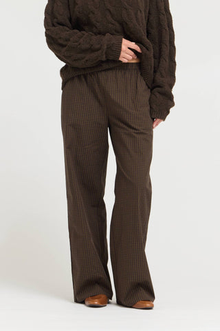 M GINGHAM EASY PANT: Brown