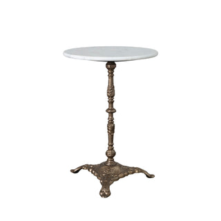 Marble Topped Side Table w/ Cast Iron Base