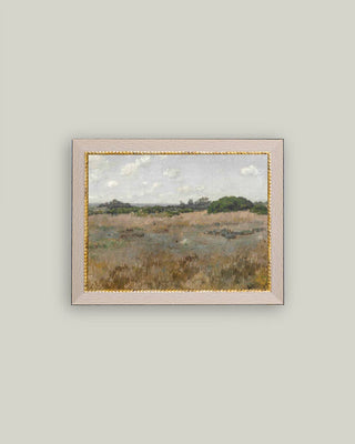 Meadow by the Shoreline Framed Antique Art: 9x7