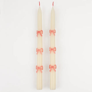 Pink Bow Taper Candles