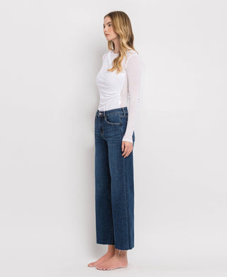 MID RISE DARK WASH WIDE LEG JEANS LV1311: / 24
