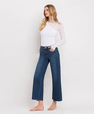 MID RISE DARK WASH WIDE LEG JEANS LV1311: 26