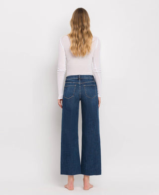 MID RISE DARK WASH WIDE LEG JEANS LV1311: 26
