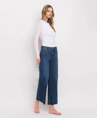 MID RISE DARK WASH WIDE LEG JEANS LV1311: / 29