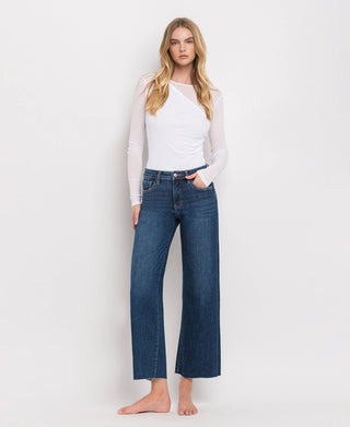 MID RISE DARK WASH WIDE LEG JEANS LV1311: / 29