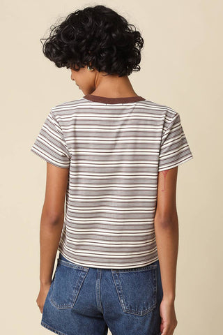 Clothing Mila Stripe Baby Tee: Cream Brown / L