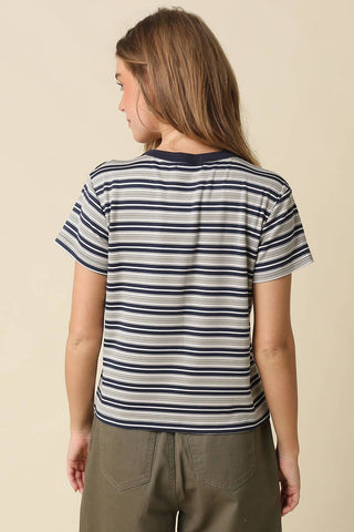 Clothing Mila Stripe Baby Tee: Cream Brown / L