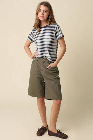 Kids & Baby Mila Stripe Baby Tee: Cream Brown / M