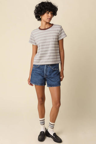 Kids & Baby Mila Stripe Baby Tee: Cream Brown / M