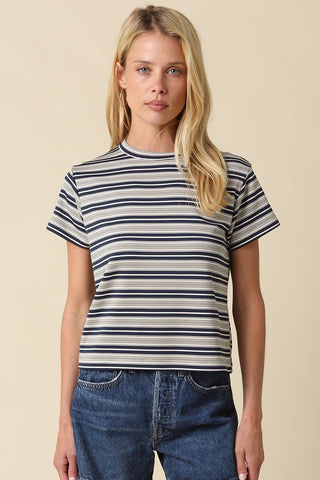 Clothing Mila Stripe Baby Tee: Cream Brown / S