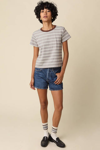 Clothing Mila Stripe Baby Tee: Cream Brown / S