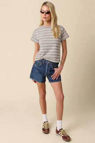 Clothing Mila Stripe Baby Tee: Cream Brown / S