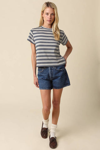 Clothing Mila Stripe Baby Tee: Cream Brown / S