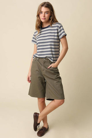 Clothing Mila Stripe Baby Tee: Cream Brown / S