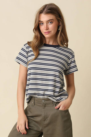 Clothing Mila Stripe Baby Tee: Cream Brown / S