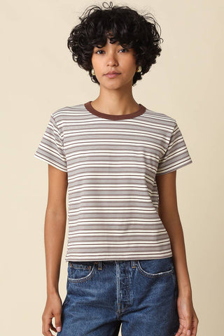Clothing Mila Stripe Baby Tee: Cream Brown / S