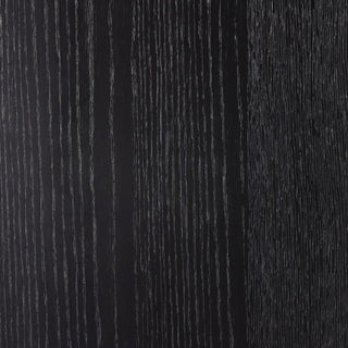 Close-up of the black wood cabinet frame, showcasing the texture and finish.