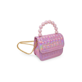 Mini Glam Quilted Pearl Handle Purse: Pink