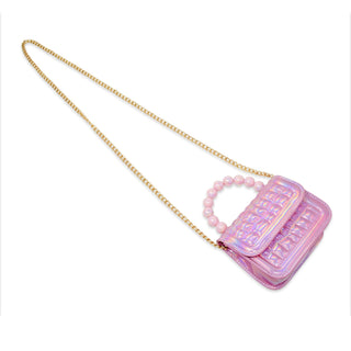 Mini Glam Quilted Pearl Handle Purse: Pink