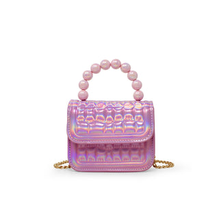 Mini Glam Quilted Pearl Handle Purse: Pink