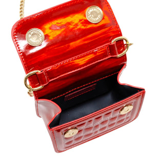 Mini Glam Quilted Pearl Handle Purse: Red