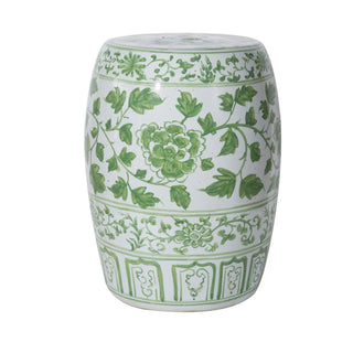 Mint Green Peony Porcelain Garden Stool