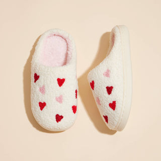 Multi Hearts Home Slippers-Kids: White-Pink / 3-4T / 4DL98030