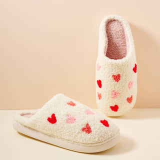 Multi Hearts Home Slippers: White-Pink / Large / 4DL98003