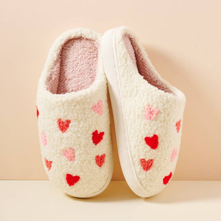 Multi Hearts Home Slippers: White-Pink / Large / 4DL98003