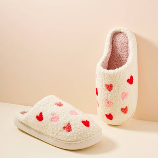 Multi Hearts Home Slippers: White-Pink / Large / 4DL98003