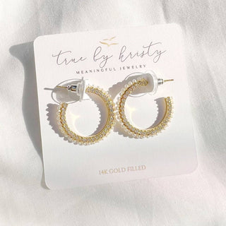 Only You Pavé Pearl Hoops Earrings Gold Filled