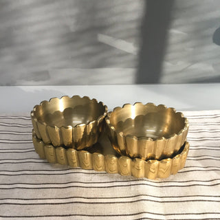 Opulent Gold Aluminum Serving Tray & 2 Bowls, Set of 3