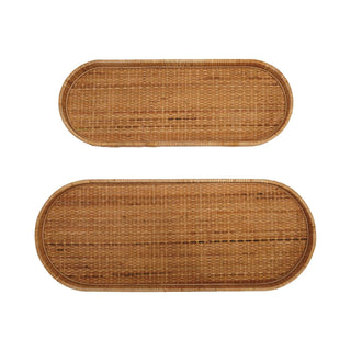 Oval Decorative Hand - Woven Rattan Tray