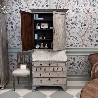Painted Secretary Desk with Upper Cabinet