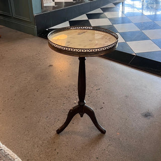 Petite French Marble‑Top Pedestal Table