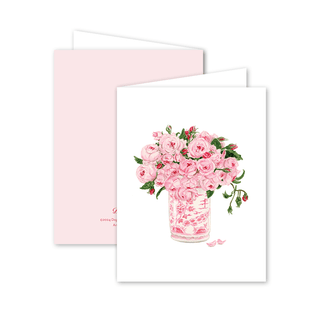 Pink Delight Floral Vase: Boxed Set - 8 Cards & Envelopes