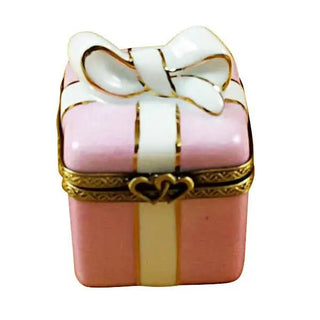 Pink Gift Wrapped Box w/Gold Ribbon