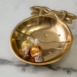 Polished Gold Aluminum Holiday Bulb Dish