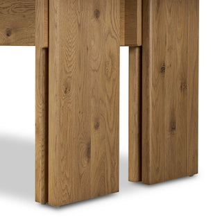 Close-up of the Railay Dining Table’s pedestal base, highlighting the strong, interlocking joints.