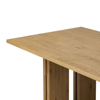 A zoomed-in view of the Railay Dining Table’s tabletop edge, highlighting its smooth finish and craftsmanship.