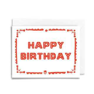 Red Floral Happy Birthday Card