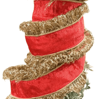Red Velvet Trim/Back Metallic Dupion-4"x10yd
