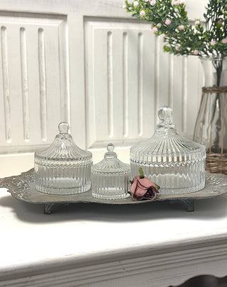 Ribbed Yurt Glass Jar with Lid: Medium