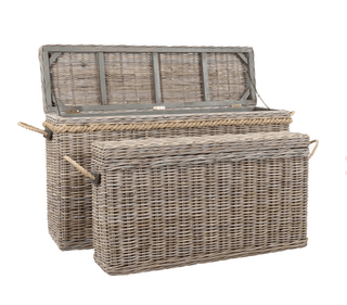 Sabrina Basket Console With Storage - Tan