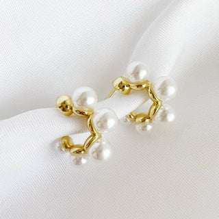 Sea Isle Pearl Beaded Hoops Earrings Gold Filled