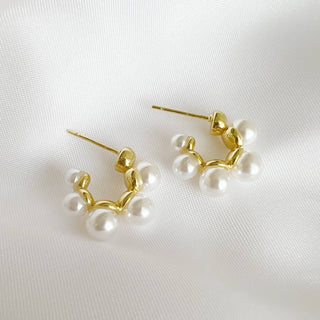 Sea Isle Pearl Beaded Hoops Earrings Gold Filled