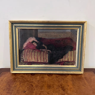 Signed French Oil of Lady Sleeping c. 1800's (Montpellier)