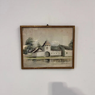 Antique Signed French Pastel Gouache Ancienne Art