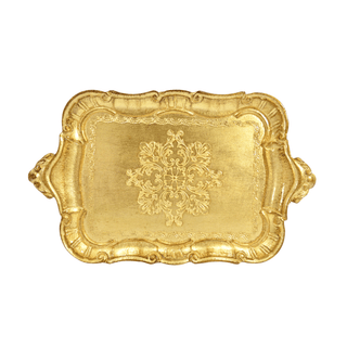 Small Florentine Carved Wood Tray with handles