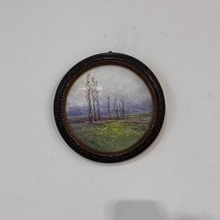 Small Round Italian Watercolor - Signed Rocco Lentini